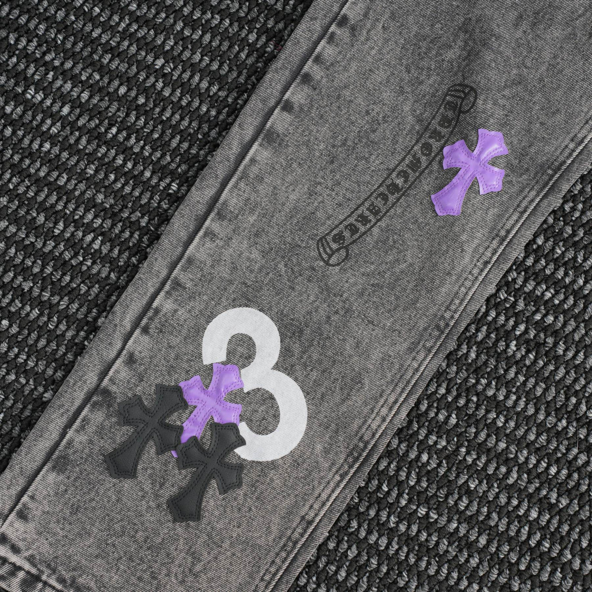 Chrome Hearts Gray Graphic Washed Jeans — detail